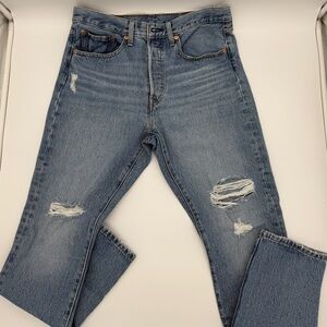 Levi’s 501 Distressed Skinny Blue Jeans Women’s Size 30 Button Fly High Rise 90s